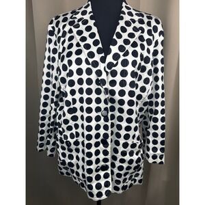 Spanner Black White Polka Dot Blazer Jacket Women's 10 Cotton Stretch